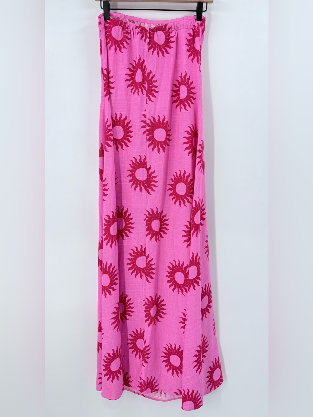Anthropologie Paper Heart Pink Red Sun Linen Blend Maxi Dress - Picture 7 of 9